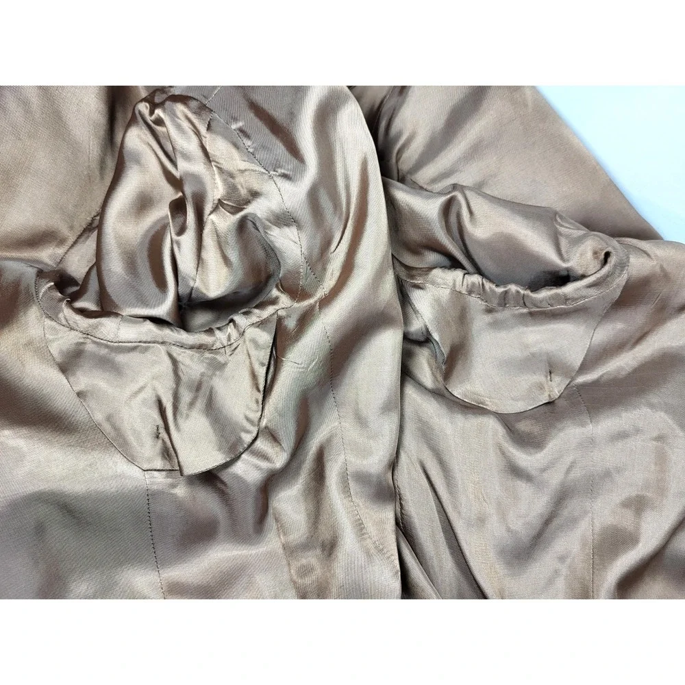 VTG Gio Brassero Silk/Wool Cream/Olive/Black 2 Button Woven Blazer Size 44R‎